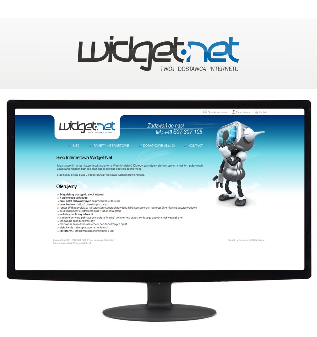 Dostawca internetu Krosno Widget-Net - projektowanie stron www, ulotek, wizytówek, bannerów